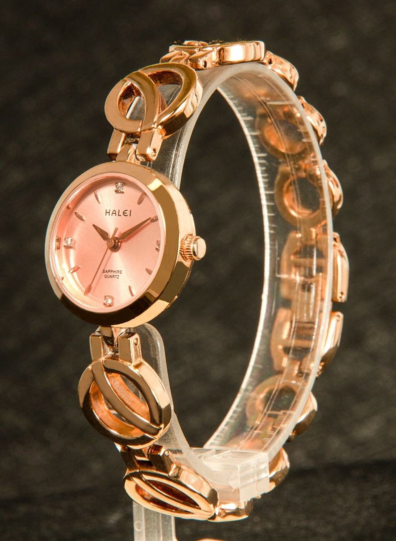 هالي ساعة HALEI نسائية فاخرة على شكل إسوارة - ساعة معصم من الفولاذ المقاوم للصدأ مضادة للماء - مناسبة للسباحة 30م - إكسسوار أنيق لكل المناسبات - فكرة هدية - Image 1