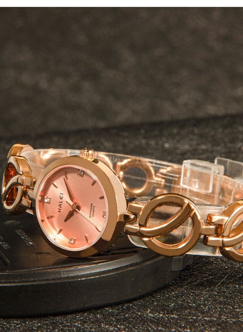 هالي ساعة HALEI نسائية فاخرة على شكل إسوارة - ساعة معصم من الفولاذ المقاوم للصدأ مضادة للماء - مناسبة للسباحة 30م - إكسسوار أنيق لكل المناسبات - فكرة هدية - Image 4