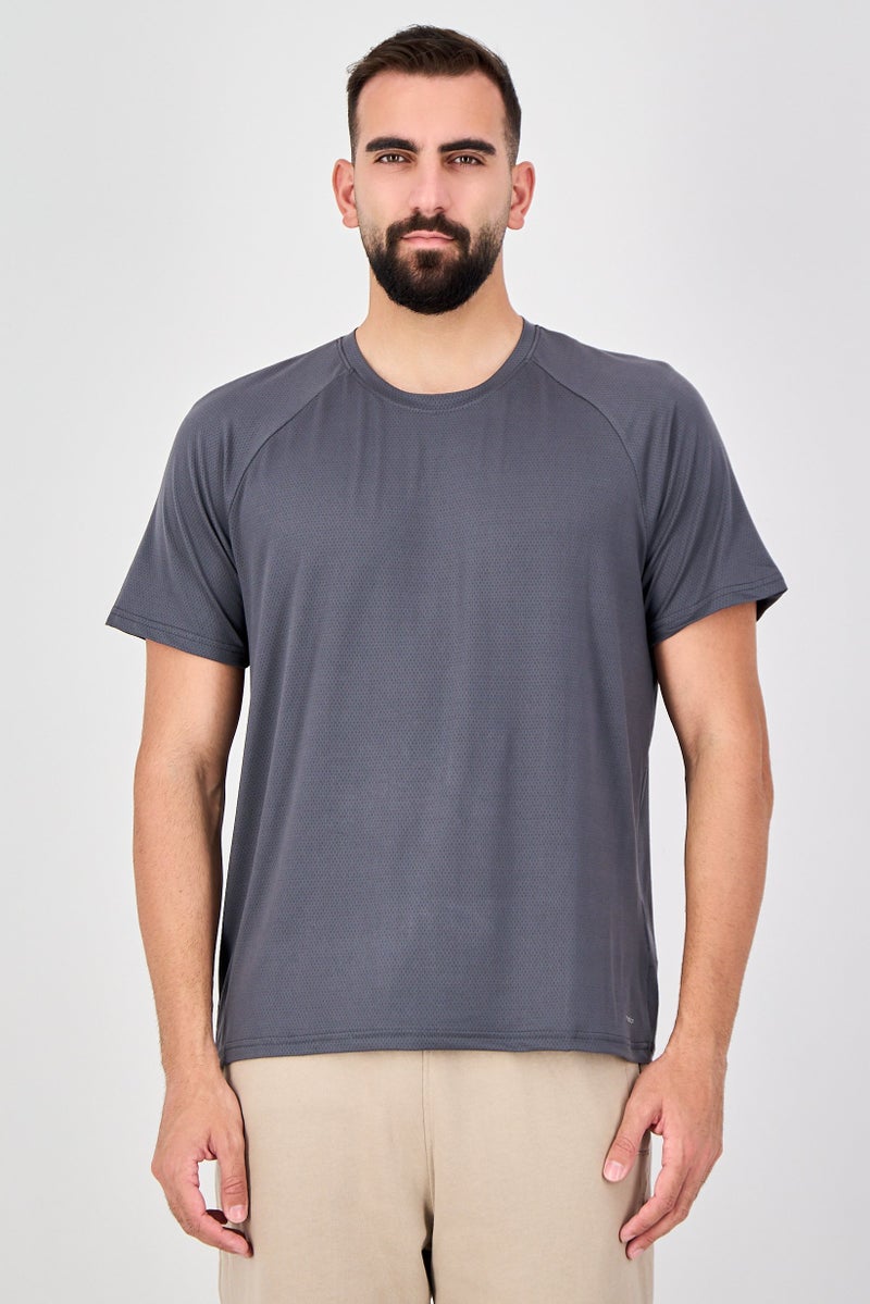 MOTION Men Sportswear Fit Short Sleeve Outdoor T-Shirt, Grey - Image 1
