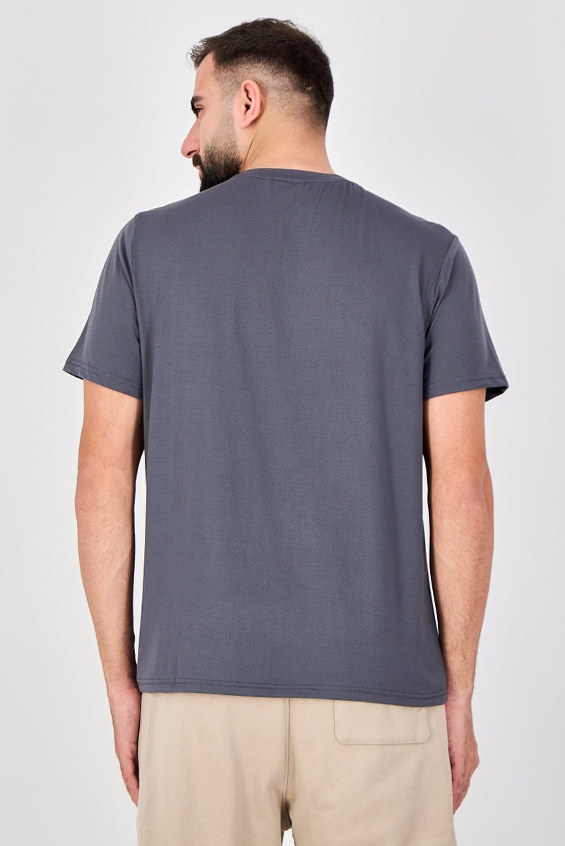 MOTION Men Sportswear Fit Short Sleeve Outdoor T-Shirt, Grey - Image 3