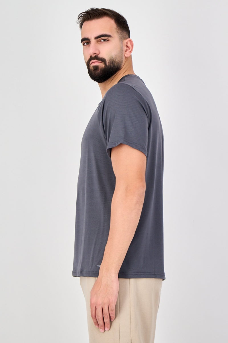 MOTION Men Sportswear Fit Short Sleeve Outdoor T-Shirt, Grey - Image 2