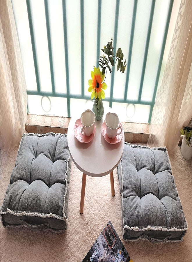 Verpert Square Thick Floor Seating Cushions,Solid Thick Tufted Cushion Meditation Pillow for Sitting on Floor,Tatami Pad for Guests or Kids Reading Nook, oga Living Room Sofa Balcony Outdoor(Darkgray) - Image 3
