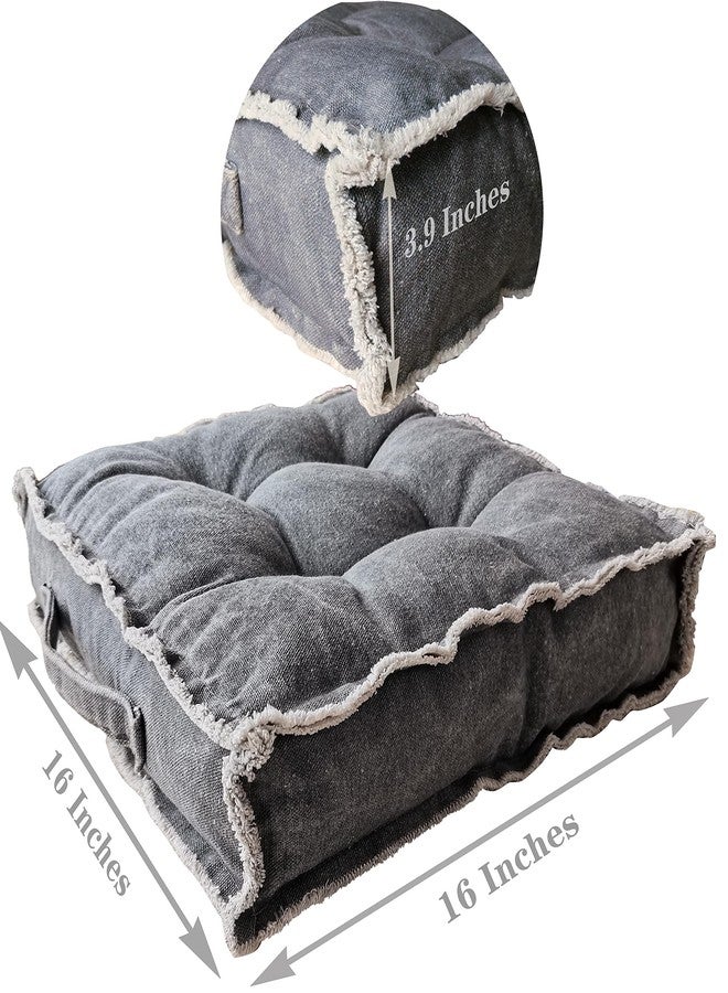 Verpert Square Thick Floor Seating Cushions,Solid Thick Tufted Cushion Meditation Pillow for Sitting on Floor,Tatami Pad for Guests or Kids Reading Nook, oga Living Room Sofa Balcony Outdoor(Darkgray) - Image 5