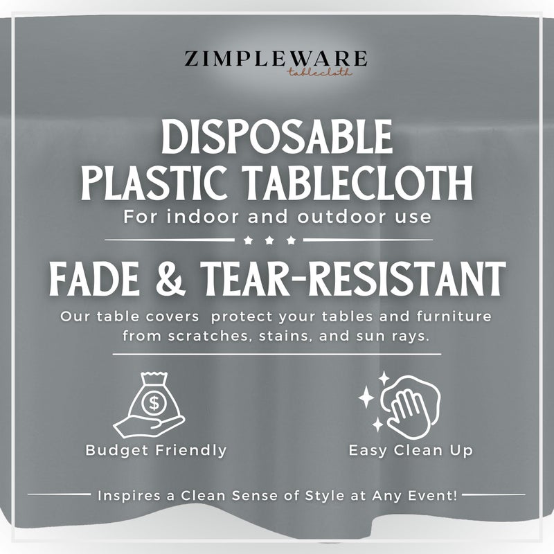 ZIMPLEWARE Premium Silver Plastic Table Cloth Disposable (12 Pack) Round Tablecloth (84in) Party Table Cloths Disposable  Perfect Table Cloth Round Cover for Any Table Up to 6 Feet - Image 2