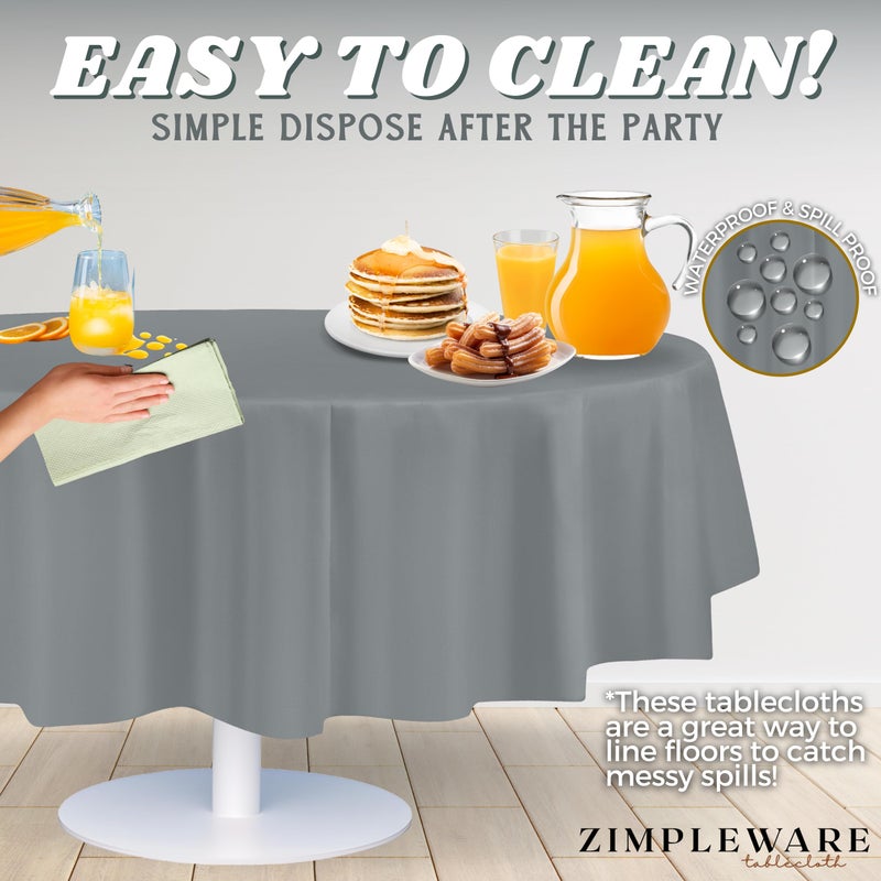 ZIMPLEWARE Premium Silver Plastic Table Cloth Disposable (12 Pack) Round Tablecloth (84in) Party Table Cloths Disposable  Perfect Table Cloth Round Cover for Any Table Up to 6 Feet - Image 5