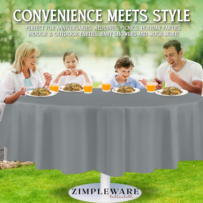 ZIMPLEWARE Premium Silver Plastic Table Cloth Disposable (12 Pack) Round Tablecloth (84in) Party Table Cloths Disposable  Perfect Table Cloth Round Cover for Any Table Up to 6 Feet - Image 4