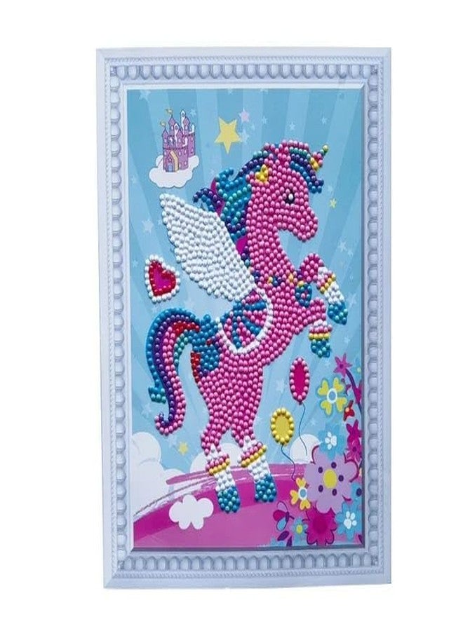 AMYCAUR Diamond Painting Art Kit for Kids - DIY Crystal Beads Embroidery Painting with Frame | Cartoon Pegasus Wall Decor for Girls Room Gift (2 (Pcs)) - Image 1
