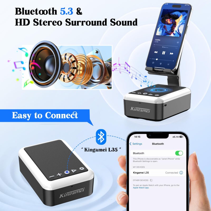 Kingamei Gift for Women & Men | 3-in-1 Bluetooth Speaker, Cell Phone Stand & Portable Wireless Lanyard with Light | Unique Birthday Gift for Dad, Mom, Husband | Cool Tech Gadget - Image 3