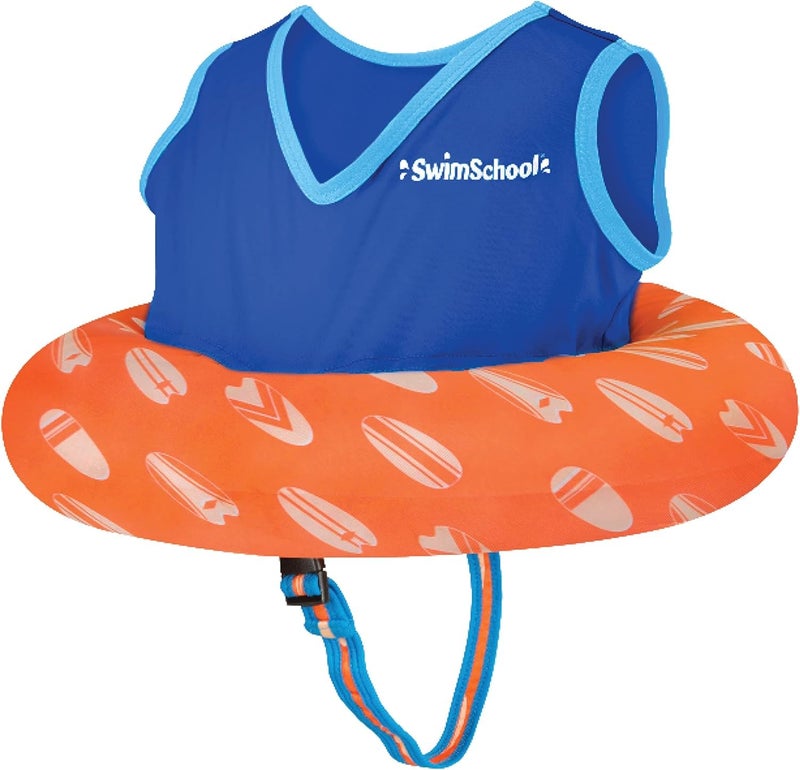 SwimSchool Deluxe Swim Trainer – Heavy Duty Toddler Swim Vest Floatie – Comfortable Sweater-Fit Design with Adjustable Safety Seat – Berry/Blue - Image 1