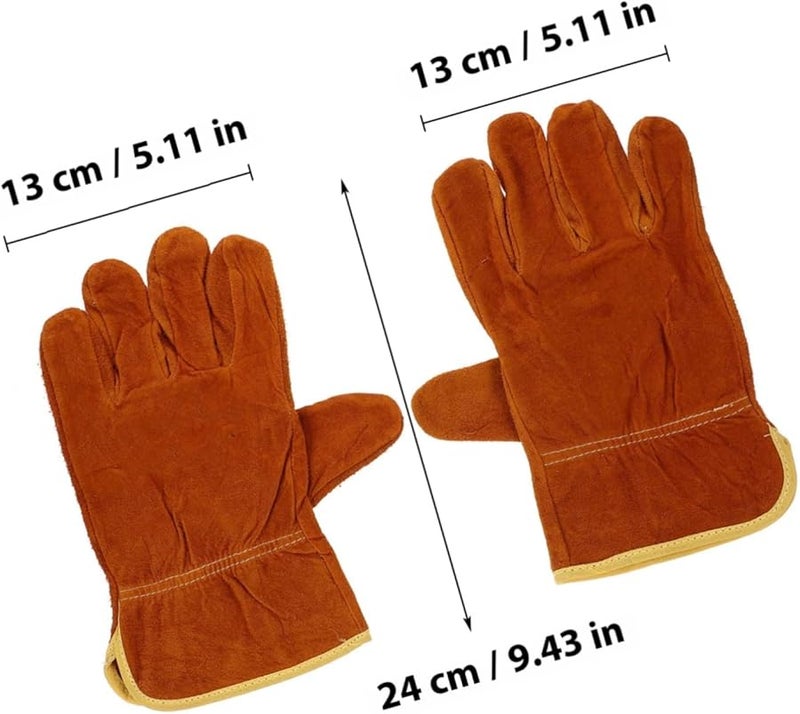 2 قطعة من قفازات اللحام المصنوعة من جلد البقر المقاوم للحرارة لحماية الشواء والفرن والموقد - Image 3