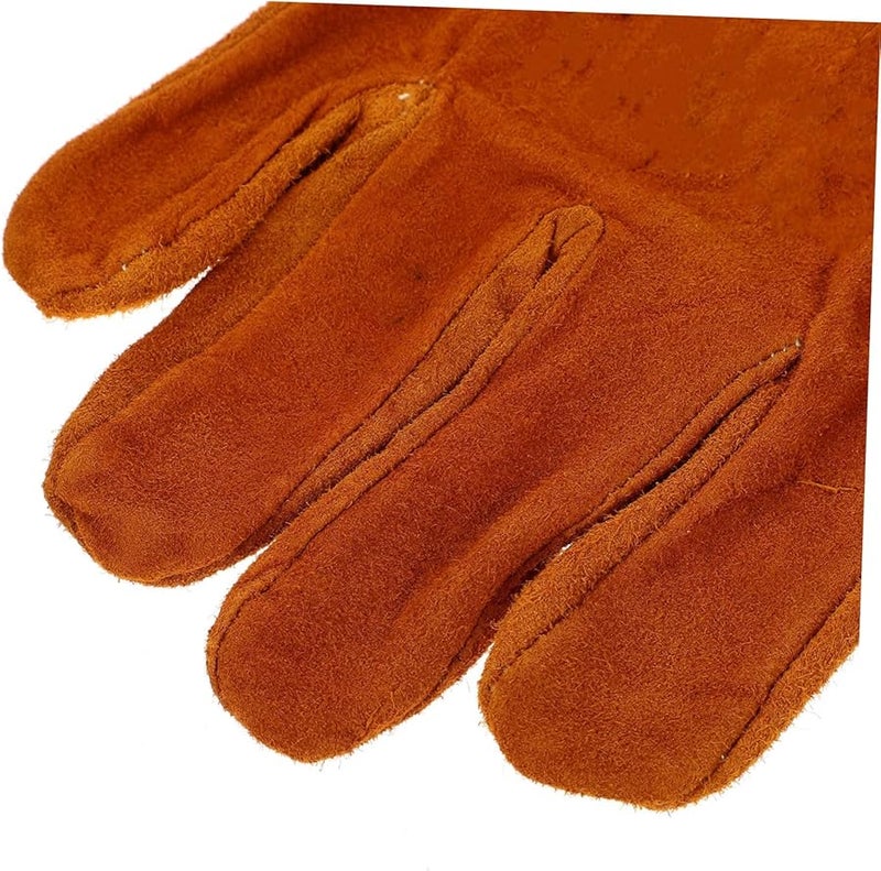 2 قطعة من قفازات اللحام المصنوعة من جلد البقر المقاوم للحرارة لحماية الشواء والفرن والموقد - Image 4
