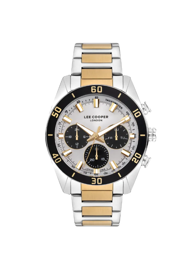 Lee Cooper Men's Watch, Multi Function Display and Metal Strap - LC07948.230, Silver