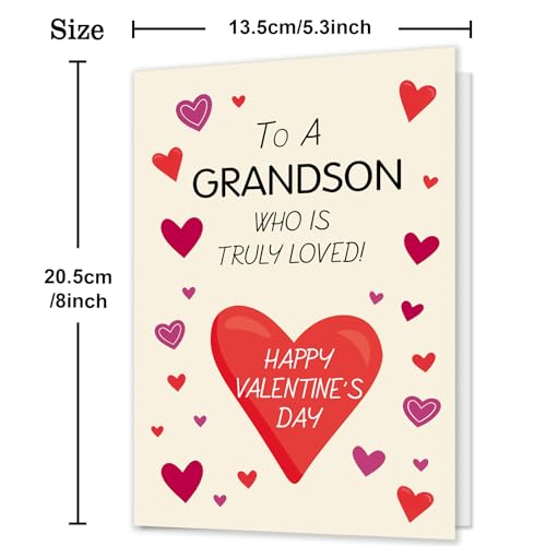 HEJOYN Valentine Card for Grandson, Happy Valentine's Day Card Gifts for Grandson - Image 3