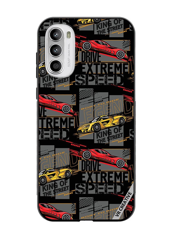 VR CREATIVE Protective Case Cover For Motorola Moto G82 Abstract Seamless Pattern With Sport Cars Design Multicolour - Image 1