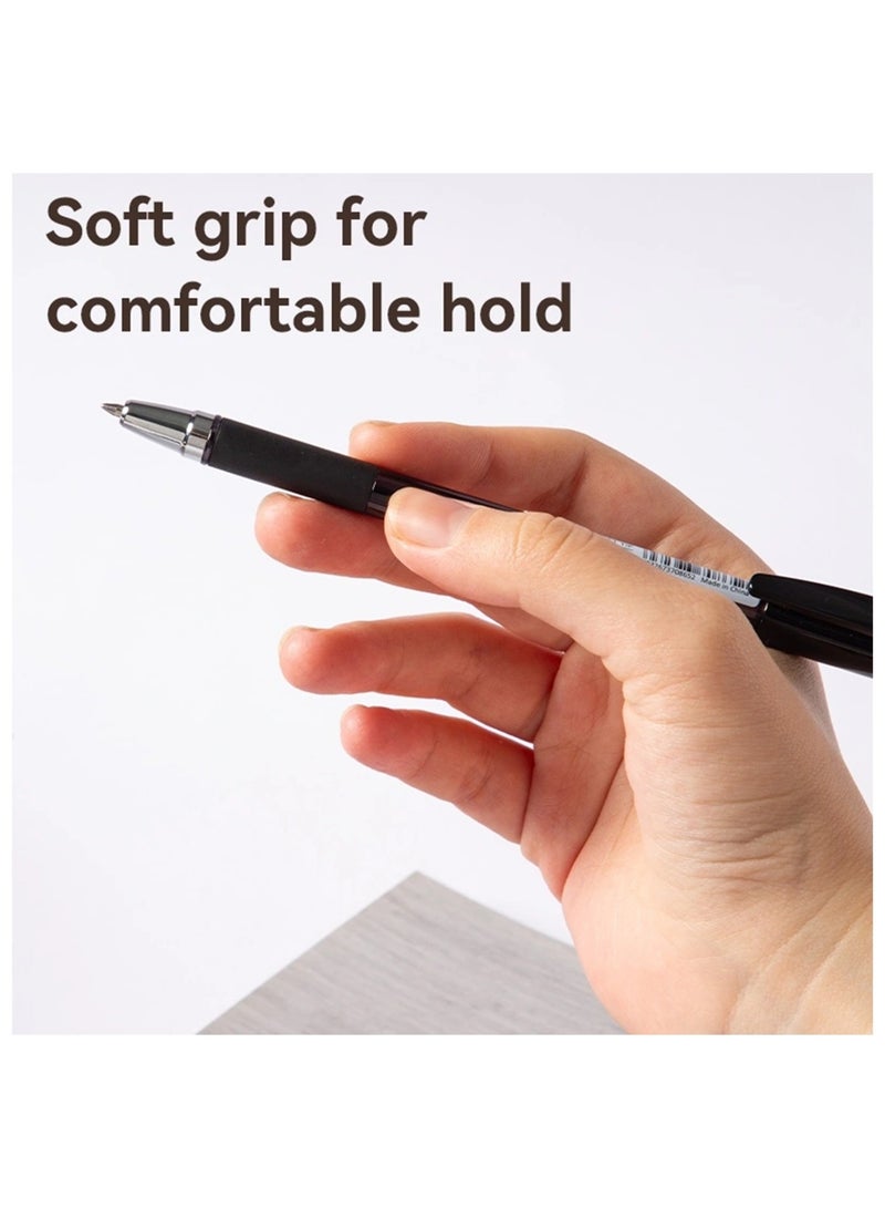 Deli 12-Piece Q130 Ballpoint Pen 0.7mm Tip With Soft Grip Black Ink - Image 2