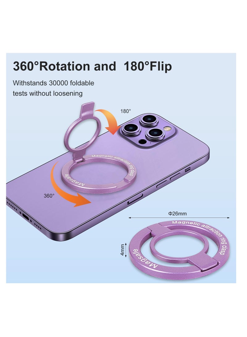 Excefore Magnetic Phone Ring Holder, Adjustable Zinc Alloy Phone Ring Holder, for Magsafe Phone Ring Stand Holder, Compatible with iPhone Series and Phones with Magnetic Suction Case (Purple) - Image 4