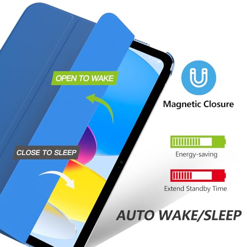 MoKo for iPad (A16) 11th Generation Case 11 Inch 2025, iPad 10th Generation Case 10.9 Inch 2022, Slim Stand Hard PC Translucent Back Shell Smart Cover, Support Touch ID, Auto Wake/Sleep, Cobalt Blue - Image 4