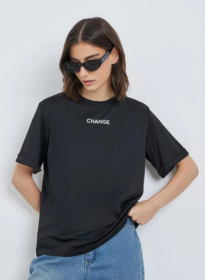 Take Two Take Two Slogan Print Regular Fit T-Shirt