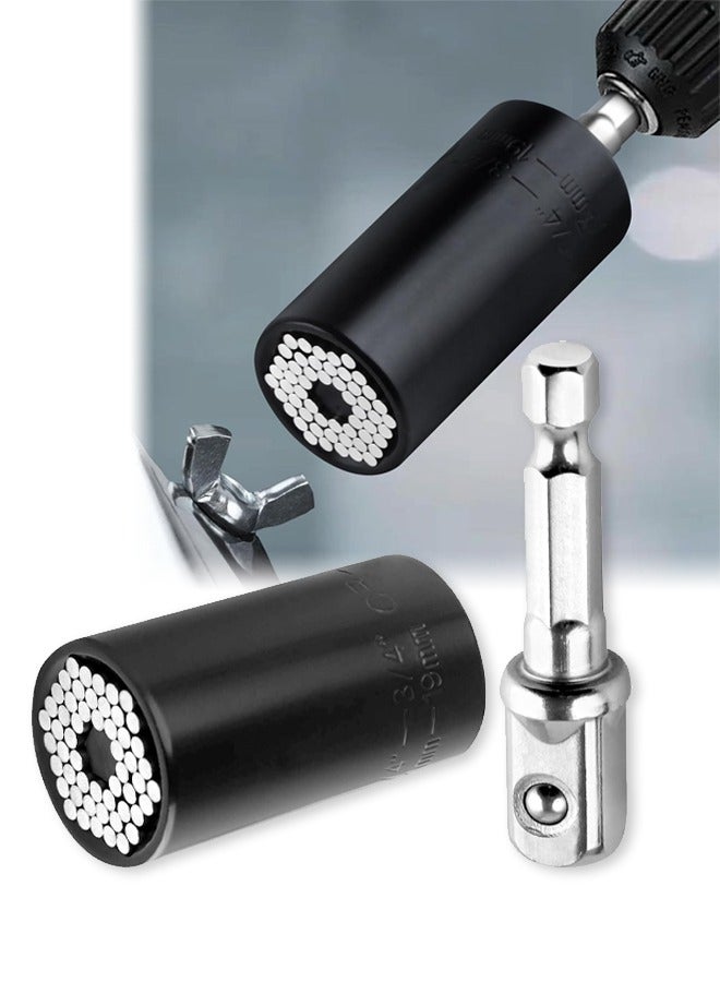 Loquat Metric Wrench Power Drill Adapter Socket Set,7mm-19mm Multi-functional Universal Socket Metric Wrench Power Drill Adapter Socket Set Professional Repair Tools - Image 1