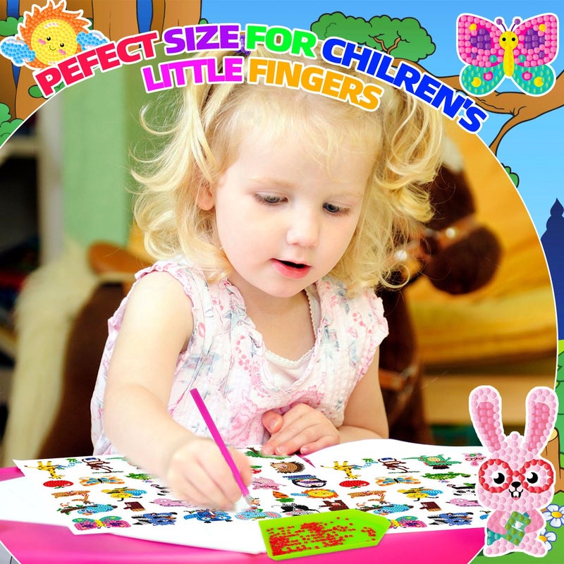Labeol Diamond Art Kits for Kids Boys and Girls Ages 6-8-10-12 Easy to DIY Creative Diamond Art Sticker Craft by Numbers Kits for Kids and Adult Beginners (Cute Animals) - Image 2