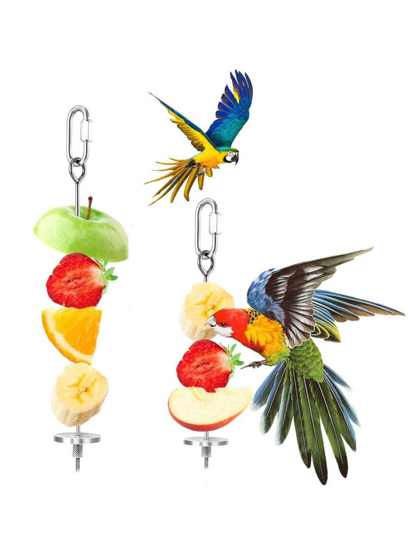 الطيور الغذاء الرف الطيور المغذية لعبة الفولاذ المقاوم للصدأ الببغاء الفاكهة والخضار عصا رف الببغاء الغذاء شنقا تغذية أداة معالجة الببغاء - Image 1