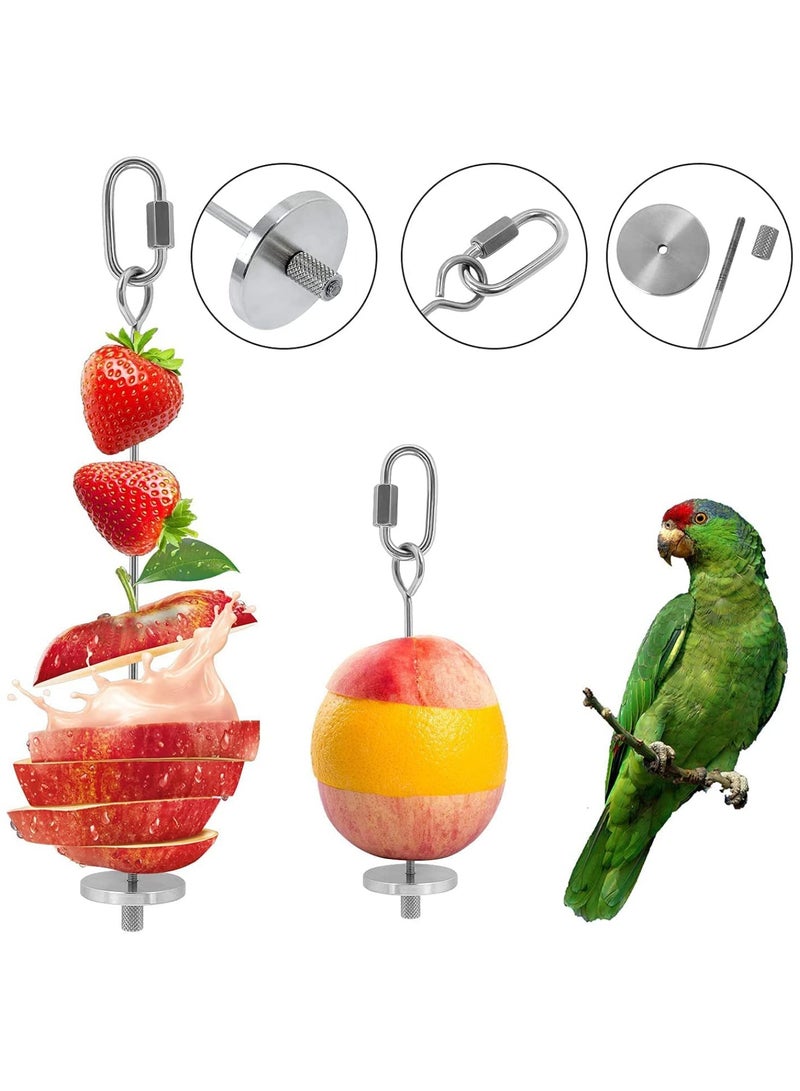 الطيور الغذاء الرف الطيور المغذية لعبة الفولاذ المقاوم للصدأ الببغاء الفاكهة والخضار عصا رف الببغاء الغذاء شنقا تغذية أداة معالجة الببغاء - Image 4
