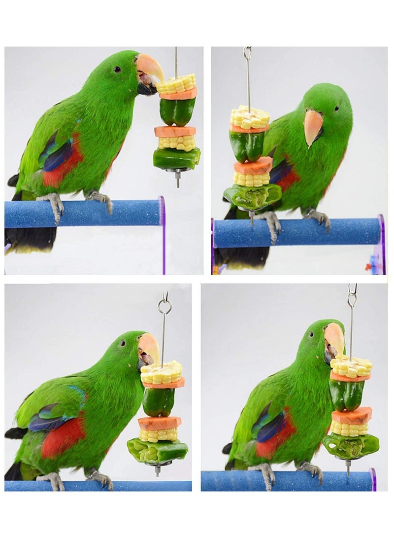 الطيور الغذاء الرف الطيور المغذية لعبة الفولاذ المقاوم للصدأ الببغاء الفاكهة والخضار عصا رف الببغاء الغذاء شنقا تغذية أداة معالجة الببغاء - Image 5