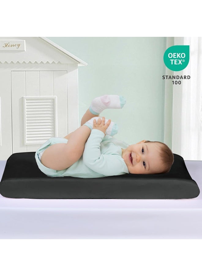 david's kids david's Kids 3 Pack Changing Pad Cover Set, Ultra Soft Breathable Cozy Microfiber Diaper Change Table Sheets for Baby Girls, Fit Most Changing Pads, Black & Grey & Navy Blue - Image 3