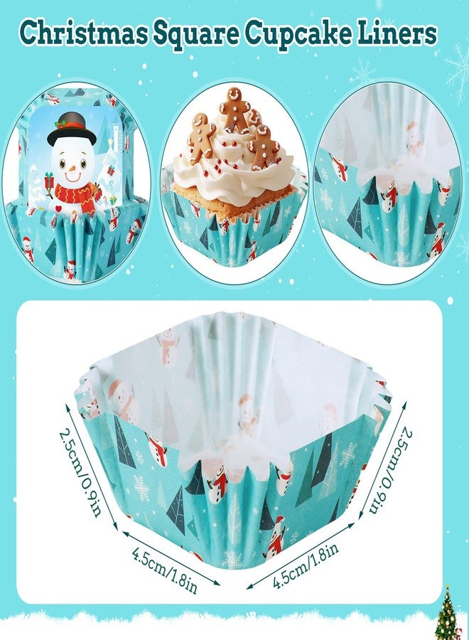 SANNIX 450pcs Christmas Square Cupcake Liners, Santa Claus Snowman Christmas Tree Baking Cups Cupcake Wrappers Paper Wraps Muffin Liners for Xmas Birthday Party Candy Cake Decorations Supplies - Image 2