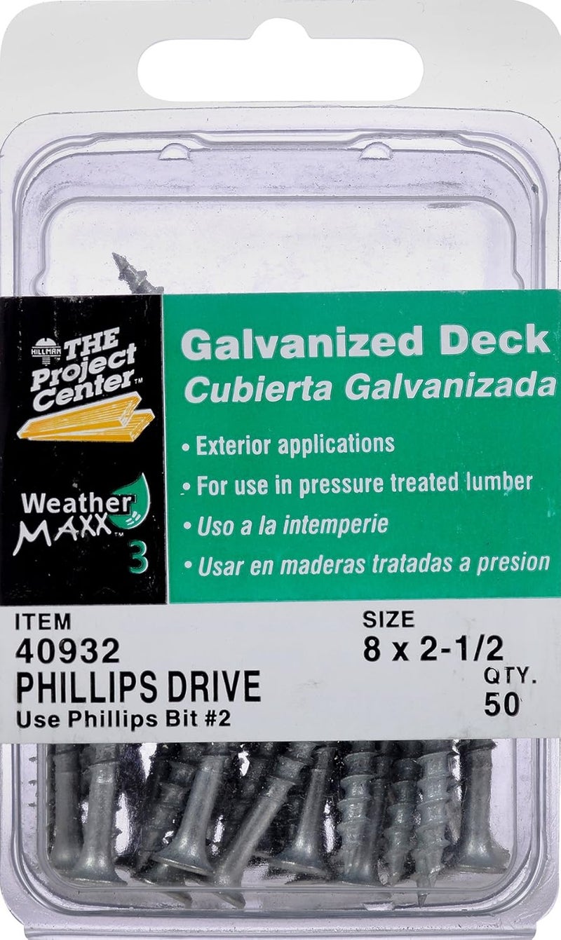 Hillman 40932 Galvanized Phillips Drive Deck Screw, 8 x 2 1/2-Inch, Pack of 50 - Image 4