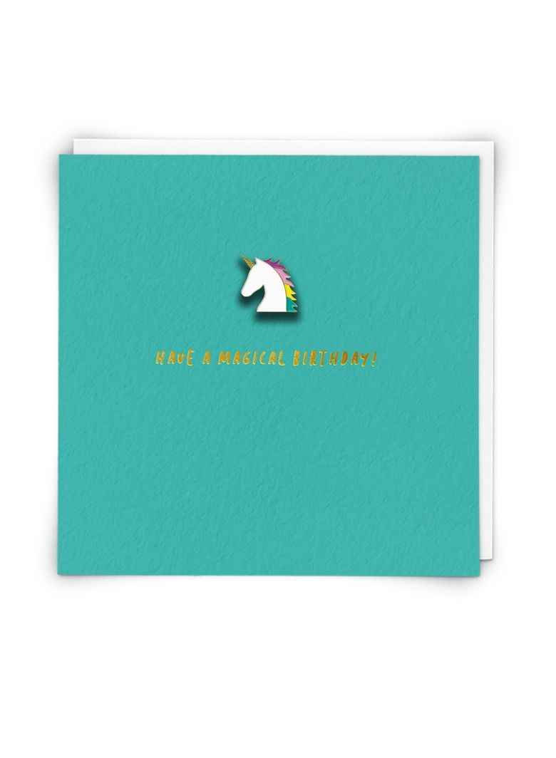 Birthday Card with Removable Unicorn Pin