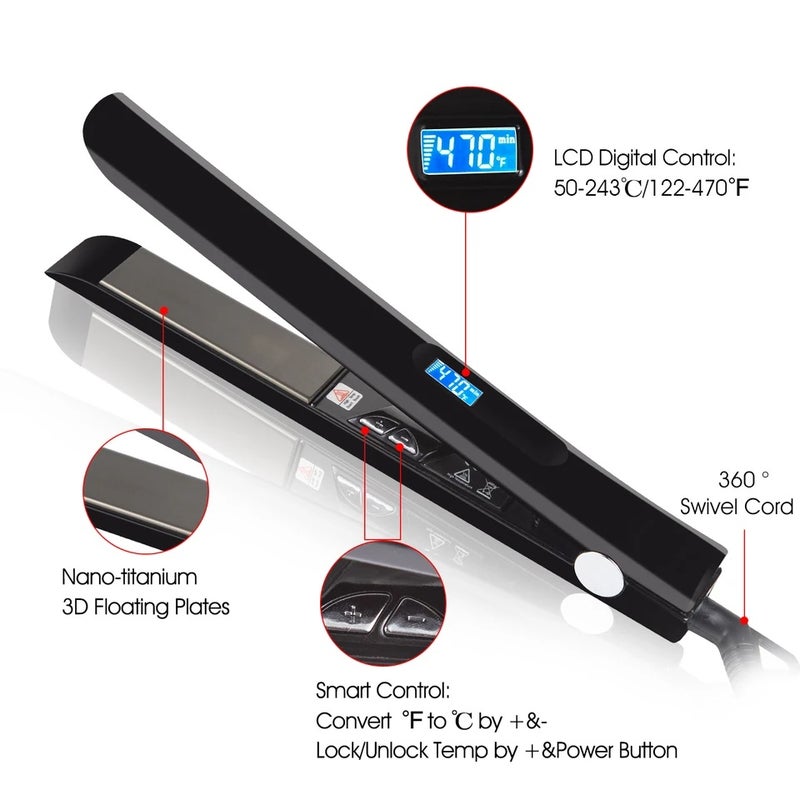مدامي مملس شعر Hair Straightener Professional Keratin Treatment Flat Iron Titanium Plate 470 High Temperature Straightening Irons Dual Voltage - Image 2