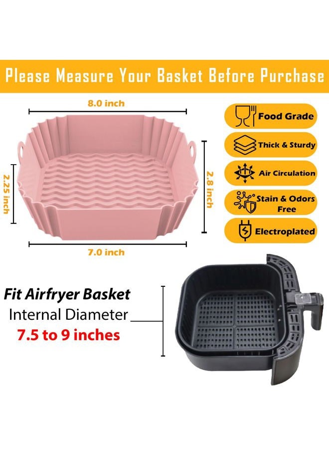FROVEN Silicone Air Fryer Liners Reusable 8.5 inch Air Fryer Basket Liner Square 2Pcs Airfryer Liners Suitable for Instant Vortex, Ninja, COSORI Air Fryer Liners Silicone Inserts Fryers accessories - Image 2