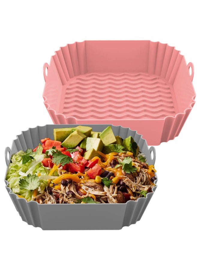 FROVEN Silicone Air Fryer Liners Reusable 8.5 inch Air Fryer Basket Liner Square 2Pcs Airfryer Liners Suitable for Instant Vortex, Ninja, COSORI Air Fryer Liners Silicone Inserts Fryers accessories - Image 1