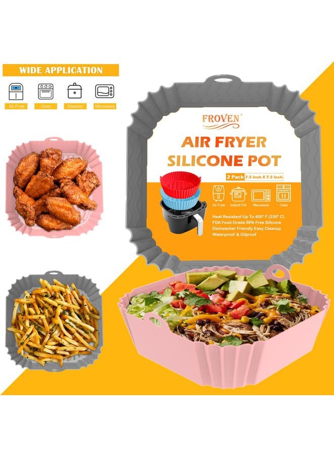 FROVEN Silicone Air Fryer Liners Reusable 8.5 inch Air Fryer Basket Liner Square 2Pcs Airfryer Liners Suitable for Instant Vortex, Ninja, COSORI Air Fryer Liners Silicone Inserts Fryers accessories - Image 3