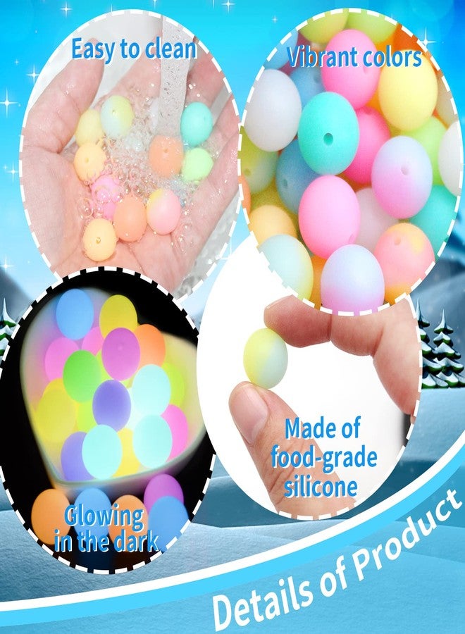 Cinvo 60pcs Silicone Round Luminous Beads, 15mm, 12 Glowing Colors, 5m Lanyard, DIY Jewelry Making Supplies - Image 3