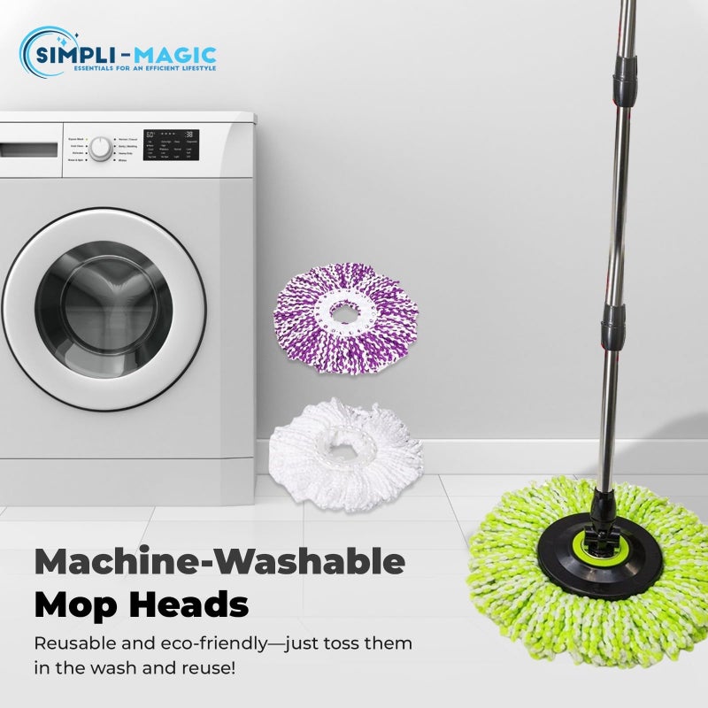 Simpli-Magic 360Â° Spin Mop and Bucket with Wringer â€“ 3 High-Absorbent Microfiber Washable Heads, Soap Dispenser â€“ Spinning Mop and Bucket Set for All Types Floor Cleaning - Image 3
