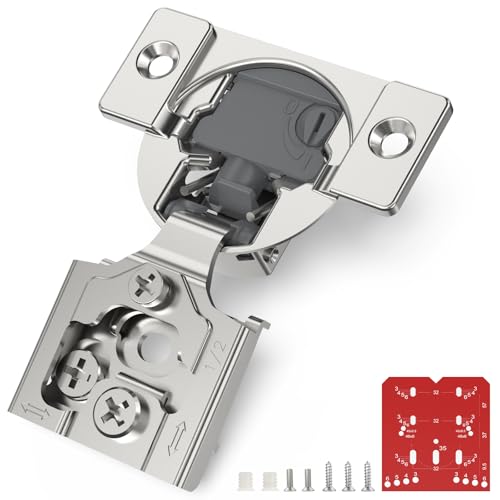 Chibery 50 Pack 12 Overlay 4D Soft Close Cabinet Hinges Concealed Face Frame Adjustable Closing Speed 105 Opening Smooth Slow Hidden Self Closing for Kitchen Corner Cupboard with Template - Image 1