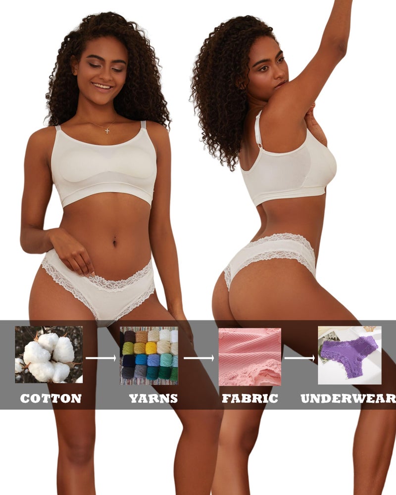 FINETOO Womens Cotton Underwear Sexy Lace Hipster Panties Soft Breathable Cotton Brazilian Bikini Ladies 6 Pack(6AM) - Image 4