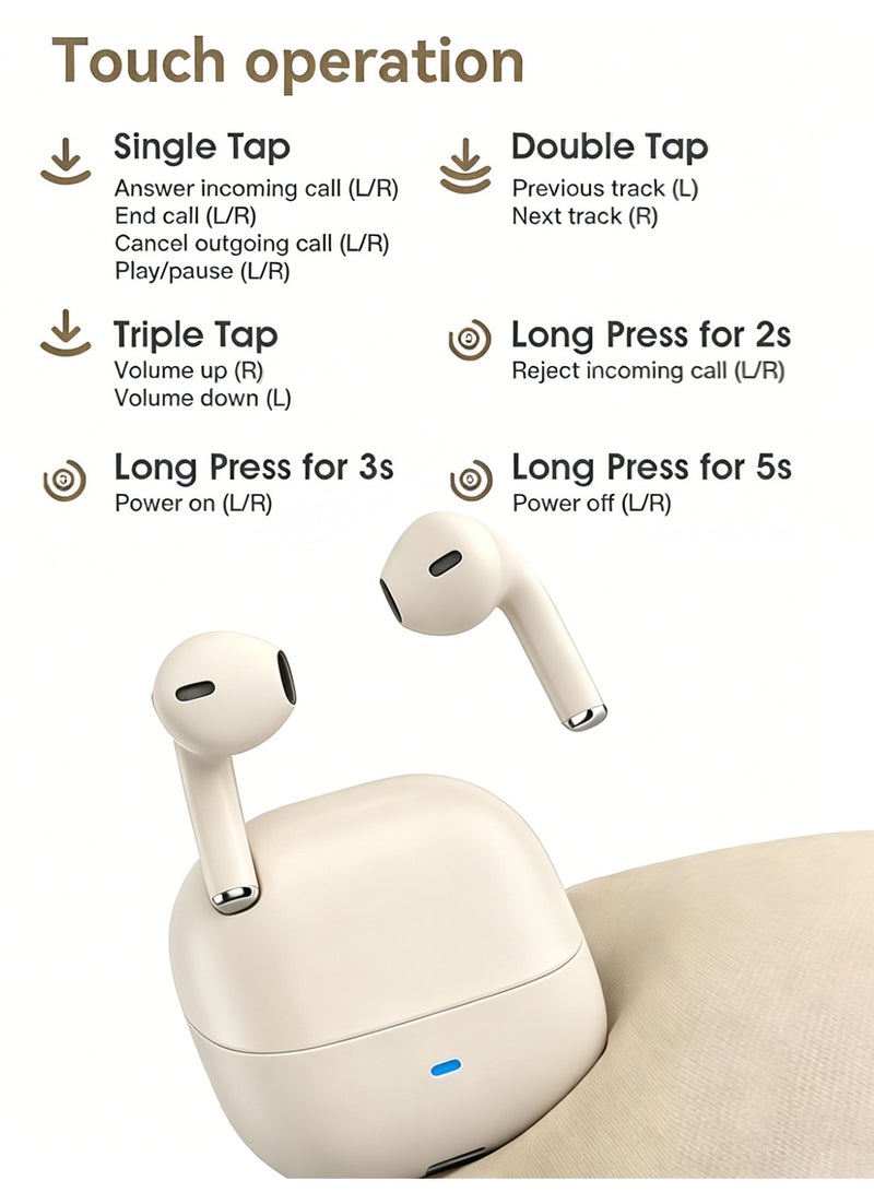 ZIPFORCE True Wireless Earbuds, Semi-In-Ear Bluetooth 6.0 Headphones, Bluetooth Earbuds with Easy Touch Control, Light-Weight Comfortable Earphones Noise Reduction Clear Call, Soft Ear Tips Ergonomic Fit for Daily Use Work Study Travel - Image 3