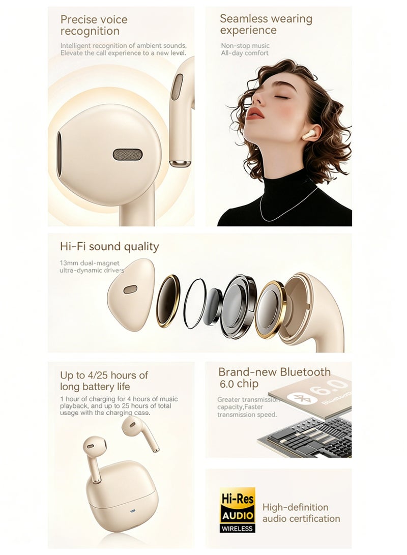 ZIPFORCE True Wireless Earbuds, Semi-In-Ear Bluetooth 6.0 Headphones, Bluetooth Earbuds with Easy Touch Control, Light-Weight Comfortable Earphones Noise Reduction Clear Call, Soft Ear Tips Ergonomic Fit for Daily Use Work Study Travel - Image 2