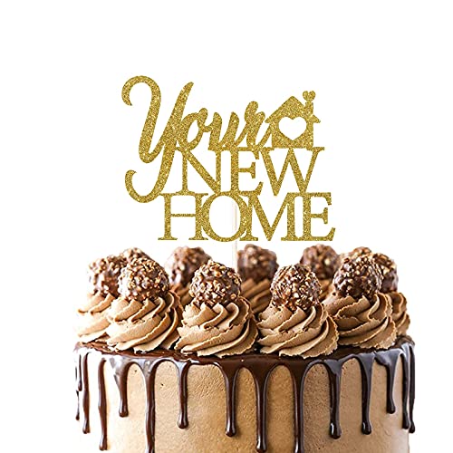 Festiko® Gold Glitter Welcome Home Cake Topper, Double-Sided, Gold - Image 1