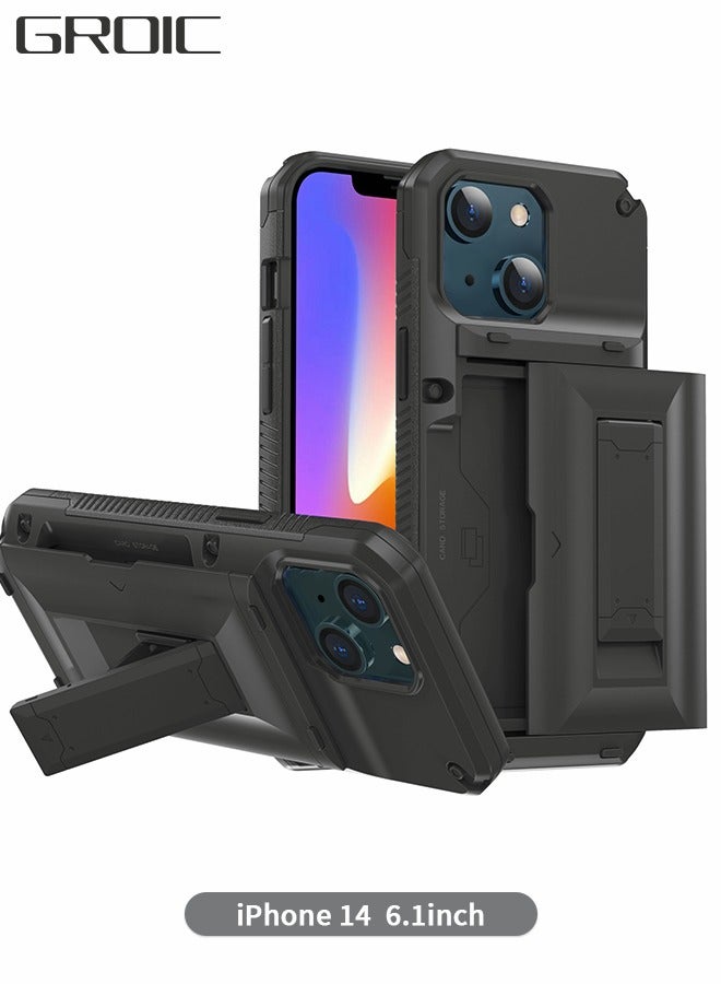 GROIC Designed for IPhone 14 6.1 Inch Case, Slider Wallet IPhone Case with Stand and 4 Cards Holder Back Cover, Full Body Shockproof Protection Hard Shell - Image 1