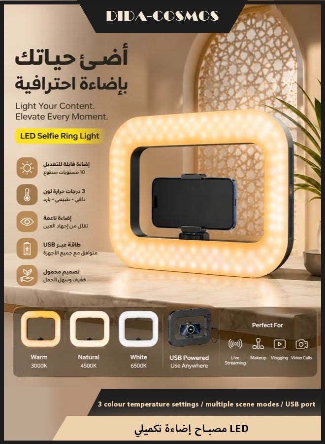 dida-cosmos LED Ring Light, Professional Photography Lights with Handheld Stabilizer, 8000mAh Battery & Power Bank, Bluetooth Remote, Three Adjustable Brightness Levels - Portable Smartphone & Camera Video Rig for Vlogging, TikTok, YouTube, Instagram, Snapchat, Makeup, Food Photography, Outdoor Shooting - Image 1