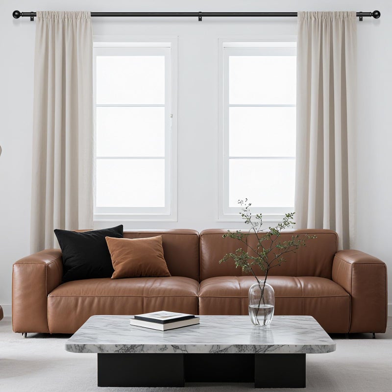 hei! dear HeiDear Curtain Rods for Windows 30 to 45 Inches, 5/8" Matte Black Metal Curtain Rod, Adjustable Single Window Rods for Bedroom, Living Room, Kitchen, Office - Image 3
