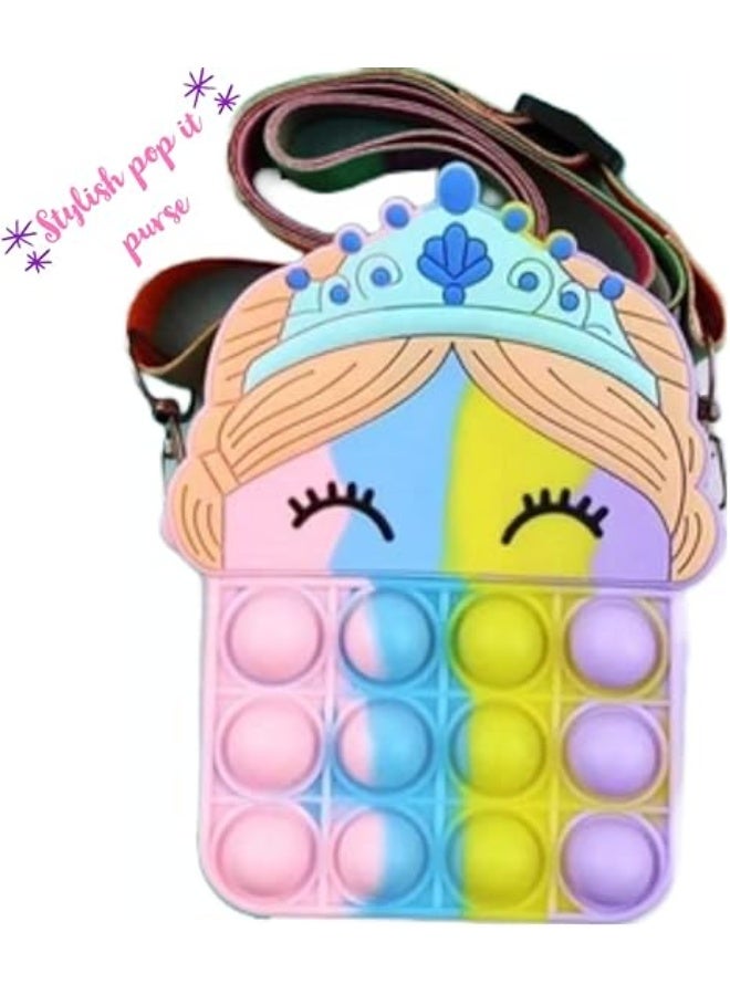 ARGT Pop It Up Shoulder Bag Fidget Toy | Multicoloured Silicone Crossbody Handbag for Women & Girls | Push Bubble Sensory Purse with Adjustable Strap - Image 2