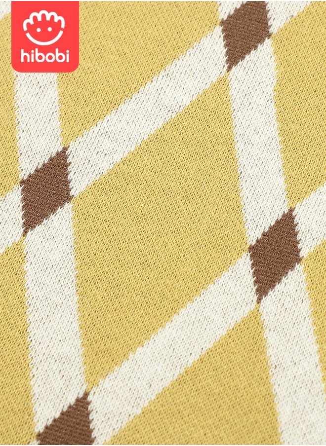 hibobi Baby Colorblock Diamond Knitted Windproof Blanket  - Image 4