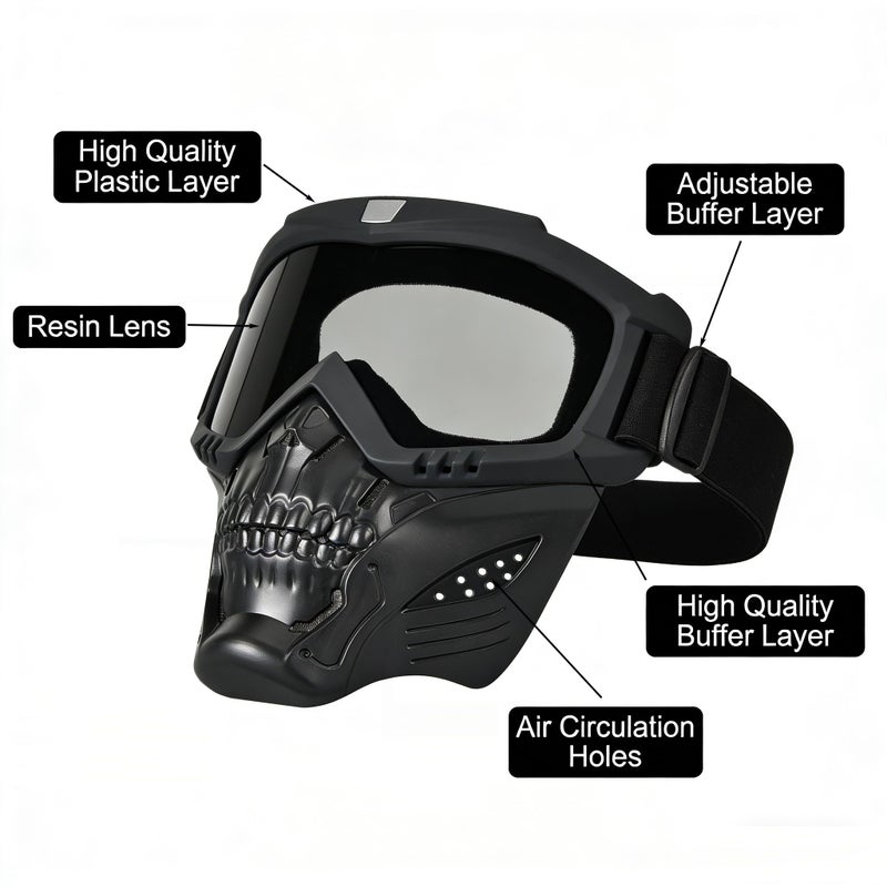 BROYEUR Paintball Mask Anti Fog,Tactical Full Face Mask Ski Mask Goggles Detachable Adjustable,Motorcycle Riding Face Protection (foxGray) - Image 4