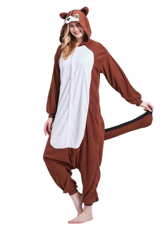 Magicalani Onesie Adult – Soft Polyester Animal Pajamas | Cozy Winter Sleepwear & Cute for Men & Women, Squirrel, XL - Image 1