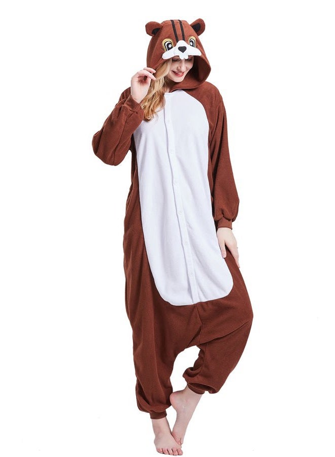 Magicalani Onesie Adult – Soft Polyester Animal Pajamas | Cozy Winter Sleepwear & Cute for Men & Women, Squirrel, XL - Image 4